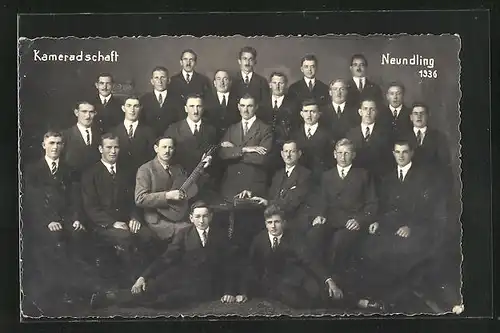 Foto-AK Neundling, Gruppenaufnahme der Kameradschaft Neundling, 1936