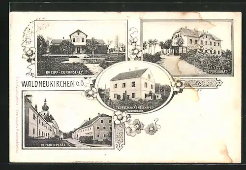 AK Waldneukirchen, Kneipp-Curanstalt, Kirchenplatz, Pensionat