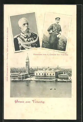 AK Venedig, Vittorio Emanuele III. König von Italien, Panorama von S. Giorgio