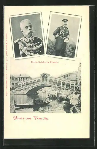 AK Venedig, Vittorio Emanuele III. von Italien, Rialto-Brücke