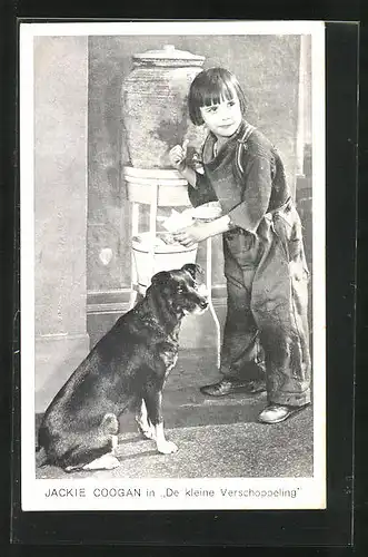 AK Schauspieler Jackie Coogan & Hund in De kleine Verschoppeling