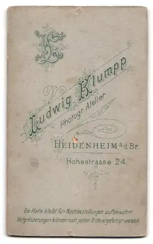 Fotografie Ludw. Klumpp, Heidenheim a. d. br., Hohestr. 247, Portrait Mann im Anzug mit Schlips