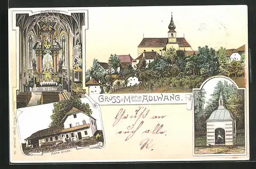 AK Adlwang, Gasthaus Hohe Linde, Kapelle Heil Brunnen, Inneres vom Gnaden-Altar