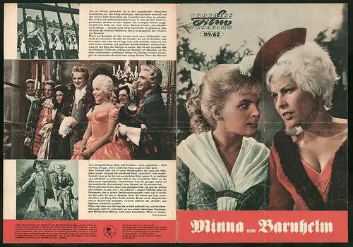 Filmprogramm PFP Nr. 99 /62, Minna von Barnhelm, Marita Böhme, Otto Mellies, Regie: Martin Hellberg