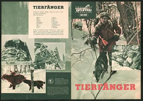 Filmprogramm PFP Nr. 16 /60, Tierfänger, I. Sawkin, R. Muratow, Regie: Gleb Nifontow