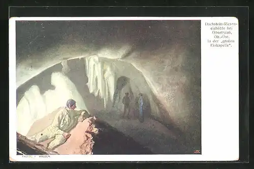 Künstler-AK Obertraun, Dachstein-Rieseneishöhle, In der grossen Eiskapelle