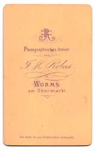 Fotografie J. H. Robert, Worms, am Obermarkt, Portrait Herr im Anzug mit hoher Stirn