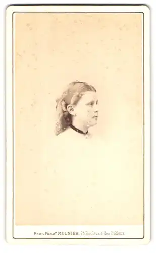 Fotografie Ferdinand Mulnier, Paris, 25, Boulevard des Italiens, Portrait junge Dame mit Halsband