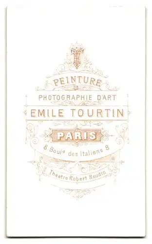 Fotografie Tourtin, Paris, 8, Bould. des Italiens, 8, Portrait junge Dame mit einem Hut