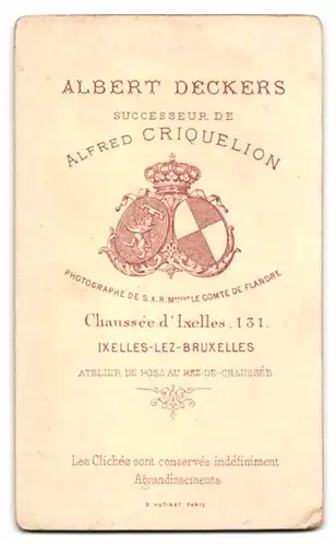 Fotografie Albert Deckers, Ixelles-lez-Bruxelles, Chaussée d`Ixelles, 131, Portrait junges Mdächen im modischen Kleid