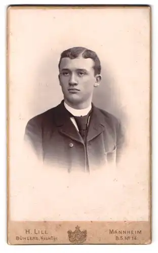 Fotografie H. Lill, Mannheim, B. 5 Nr. 14, Portrait junger Mann im Anzug mit Schlips