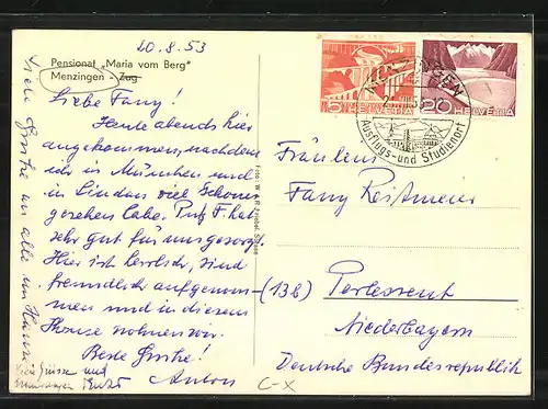 AK Menzingen, Pensionat Maria vom Berg