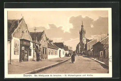 AK Sopron-Ödenburg, Strasse St. Michaelisgasse und Kirche