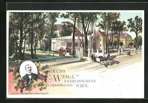 Lithographie Wien, Weigl`s Restaurant Dreher-Park