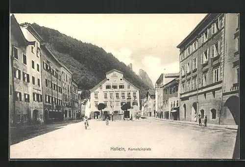 AK Hallein, Kornsteinplatz mit Kindern