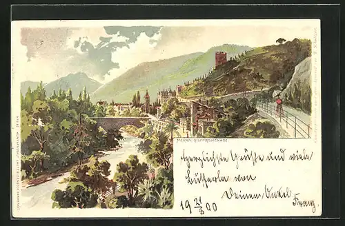 Lithographie Meran, Gilfpromenade