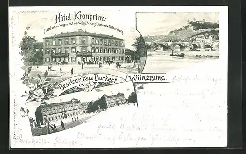 AK Würzburg, Hotel Kronprinz, Residenzschloss