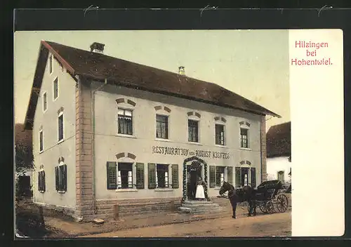 AK Hilzingen b. Hohentwiel, Restaurant von August Kienzle, Kutsche