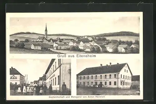 AK Eitensheim, Gasthaus und Metzgerei von Anton Heinrich, Ortsansicht