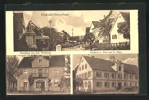 AK Fischach /Schwaben, Gasthaus zur Post, Handlung von Seb. Widmann