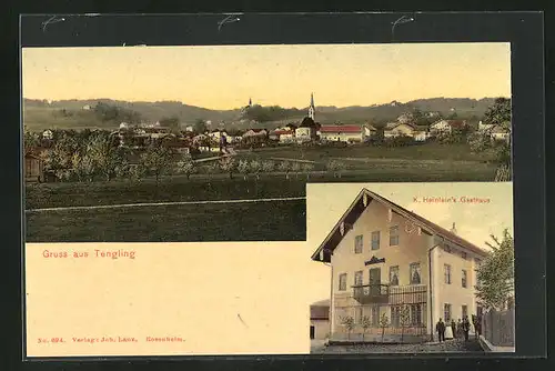 AK Tengling, K. Heinlein`s Gasthaus, Teilansicht