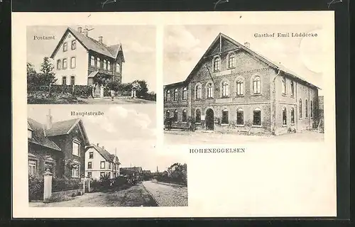 AK Hoheneggelsen, Gasthof Emil Lüddecke, Postamt, Hauptstrasse