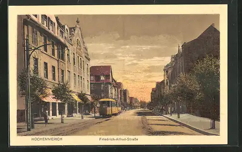 AK Hochemmerich, Friedrich-Alfred-Strasse mit Strassenbahn