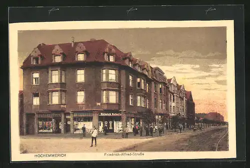 AK Hochemmerich, Friedrich Alfred-Strasse mit Geschäft