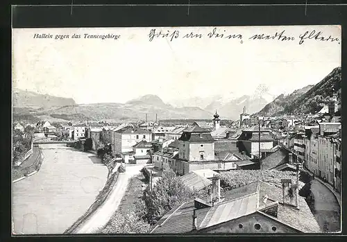 AK Hallein, Ortsansicht gen Tennengebirge