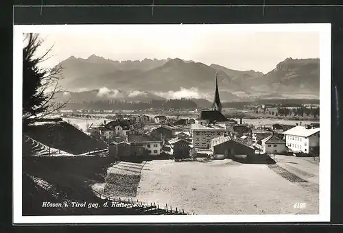 AK Kössen, Ortsansicht mit Kaisergebirge