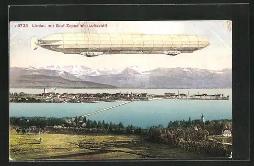 AK Lindau, Zeppelin über der Stadt