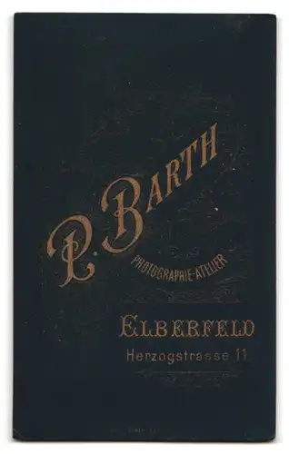 Fotografie P. Barth, Elberfeld, Herzogstrasse 11, Portrait jjunge Dame in zeitgenössischer Kleidung