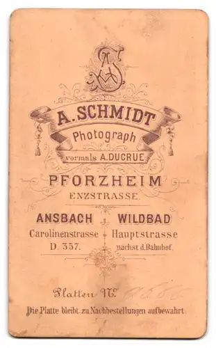 Fotografie A. Schmidt, Pforzheim, Enzstrasse, Portrait junge Dame im hübschen Kleid