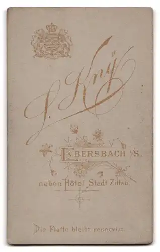 Fotografie L. Kny, Ebersbach i. S., Portrait hübsches Fräulein mit Brosche und Halskette am Kleiderkragen