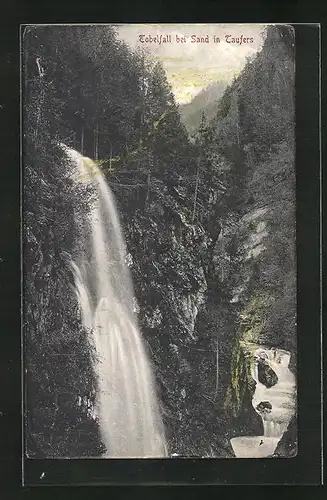 AK Sand in Taufers, Panoramablick auf den Tobelfall