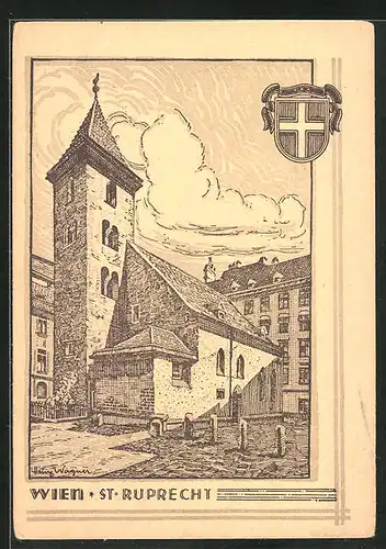 Künstler-AK Wien, St. Ruprecht Kirche