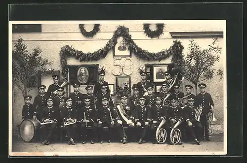 Foto-AK St. Martin, Gruppenbild des Musik-Verein 1933