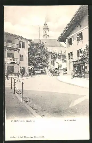 AK Gossensass, Markusplatz mit Geschäft