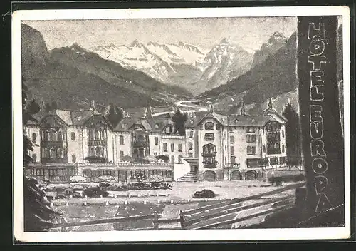 Künstler-AK Colle Isarco /Brennero, Hotel Europa