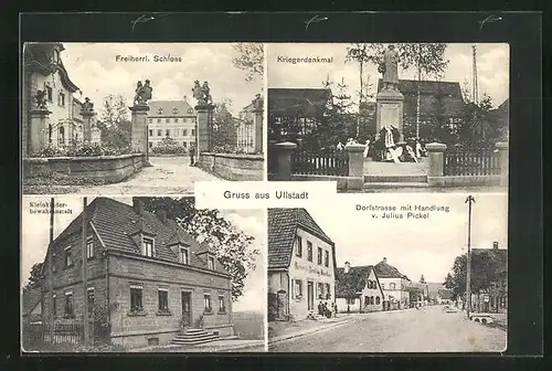 AK Ullstadt, Kleinkinderbewahranstalt, Dorfstrasse mit Handlung v. Julius Pickel