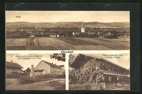 AK Pörndorf, Gemischtwaren von Ludwig Lehner, Gasthaus zur Post