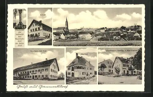 AK Gammelsdorf, Gasthaus zur Post, Forsthaus u. Handlung v. Max Fischer