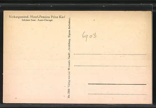 AK Neckargemünd, Hotel-Pension Prinz Karl, Totalansicht