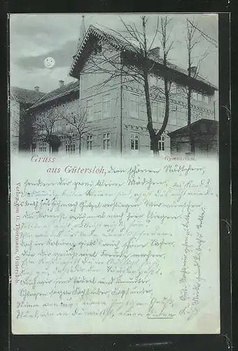 Mondschein-AK Gütersloh, Ortspartie am Gymnasium