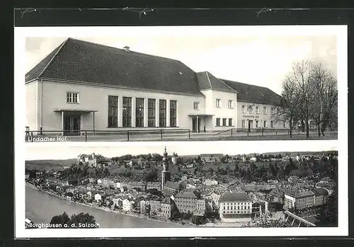 AK Burghausen a. d. Salzach, Hotel Lindacher Hof, Panorama