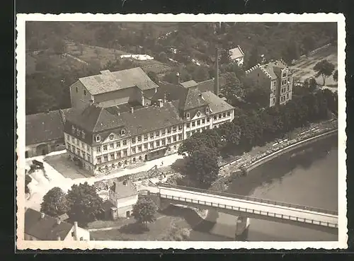 AK Donauwörth, Kronenbrauerei von Otto Abt mit Hotel Krebs, Fliegeraufnahme