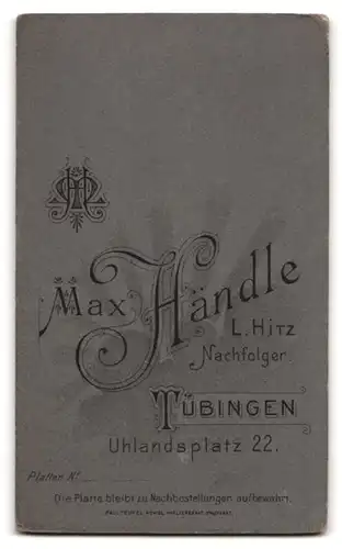 Fotografie Max Händle, Tübingen, Uhlandsplatz 22, Portrait Einjährig-Freiwilliger in Uniform