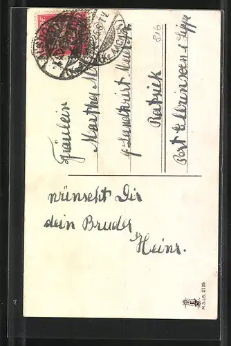 AK Maikäfer voll beladen mit zwei grossen Geschenkpaketen voll mit Klee