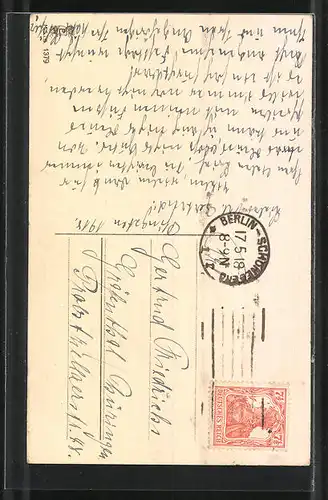 AK Maikäfer bepackt mit schönen Blumen, Haselnusszweig, Reichsfarben