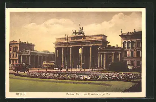 AK Berlin, Pariser Platz und Brandenburger Tor